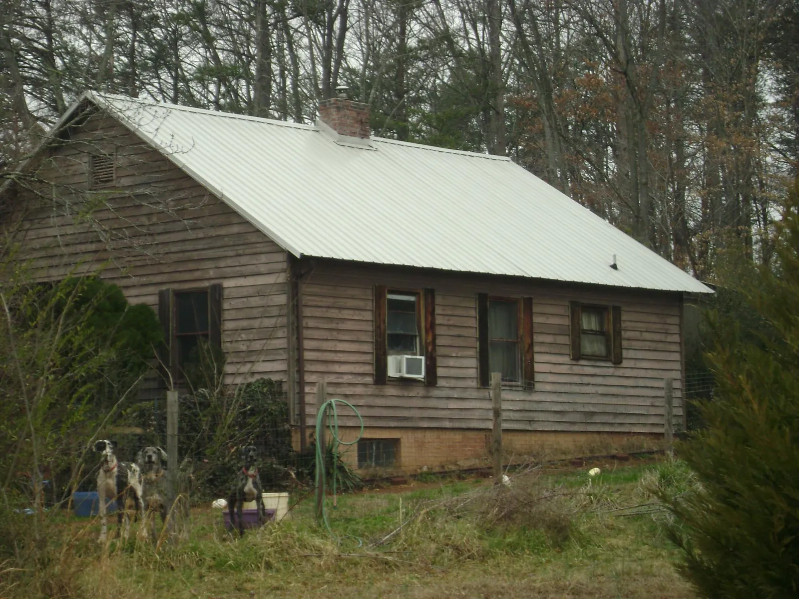 White metal roof on an old wood sided farmhouse, from a Metal Roof Installation job in Newfield